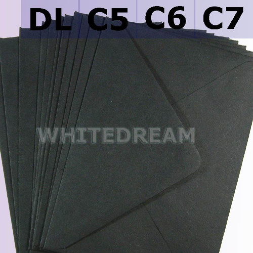 Black Envelopes - C7, C6, C5, DL, 5'x7' Sizes