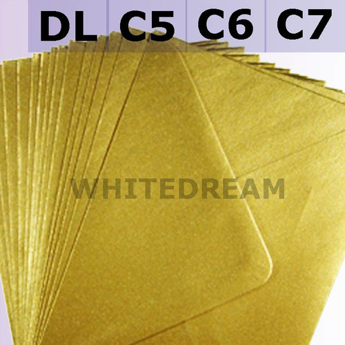 Gold Metallic Envelopes - C7, C6, C5, DL, 5'x7' Sizes