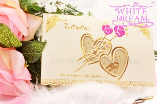 Personalised Luxury Rose & Hearts Wedding Invitations