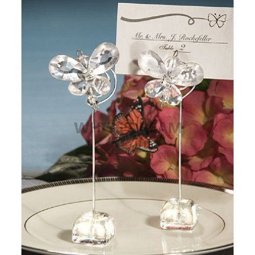 Clear - Butterfly Crystal - Place Card Holder