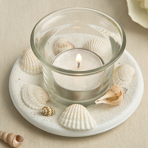 Sea Shell Themed Candle Votive With Natural Shell