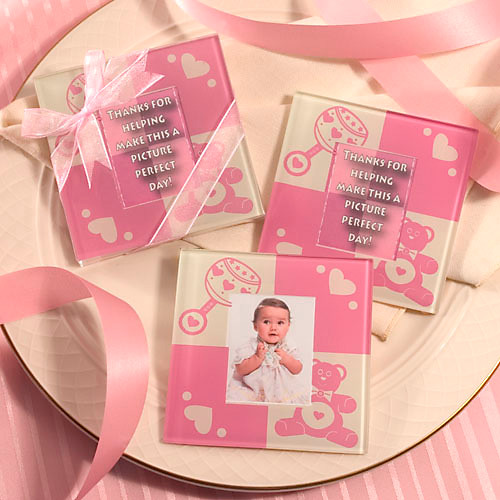 Baby Girl Glass Photo Coasters