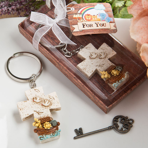 Cross Key Chain With A Noah's Ark Design