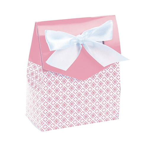 12 x Light Pink Tent Favour Boxes With Ribbon