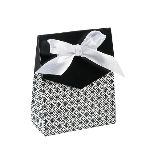 12 x Black Tent Favour Boxes With Ribbon