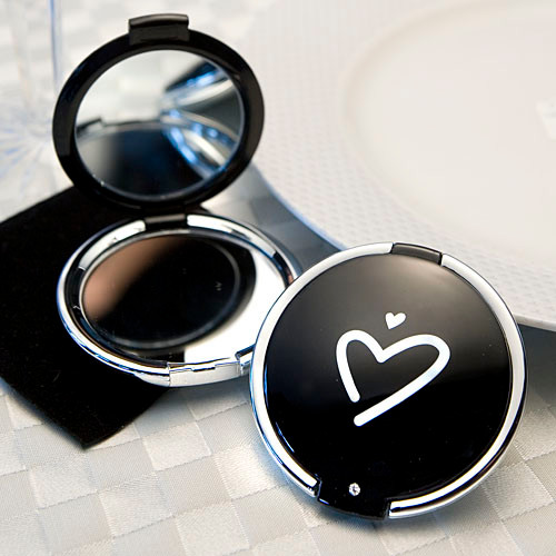 Styling Black Heart Design Compact Mirror Favours