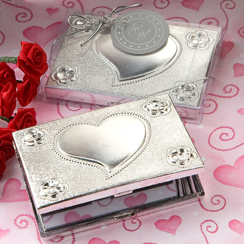 Elegant Reflections Collection Heart Design Mirror Compact Favours