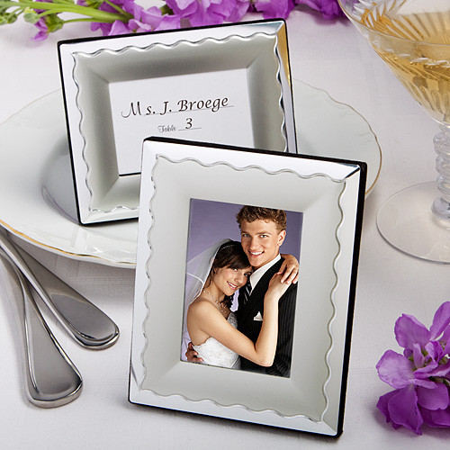 Two Tone Silver Metal Place Card Photo Frames