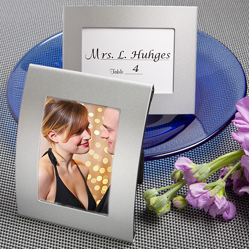 Matte Silver Metal Place Card Photo Frames
