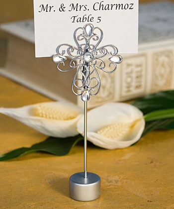 Decorative Cross Design Place Card Holder Favours