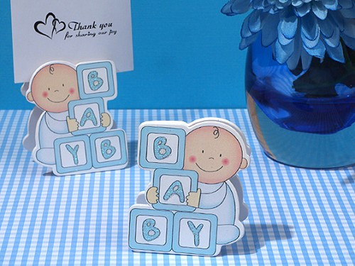 Oh How Cute Blue Baby Block Place Card Holder
