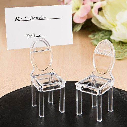 Miniature Clear Acrylic Formal Reception Chairs Place Card Holder