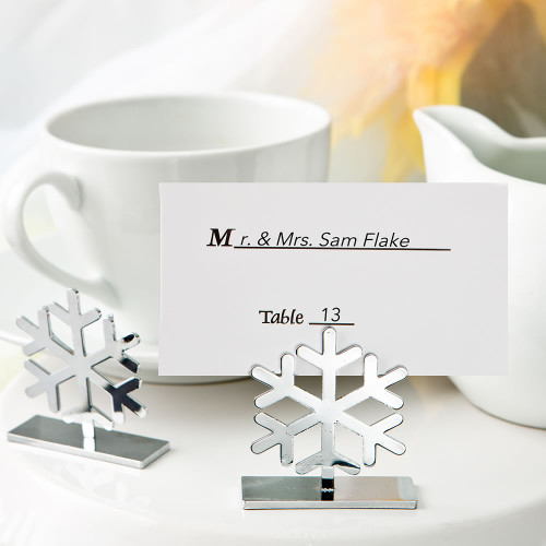 Snow Flake Design Place Card Photo Holders From White Dream