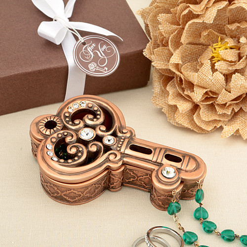 Vintage Copper Colour Key Trinket Box