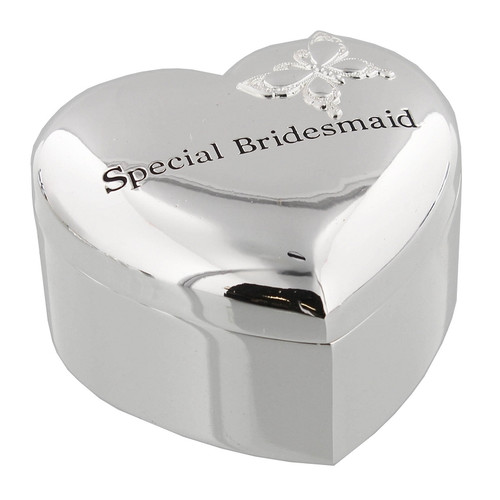 Amore Silver Plated Heart Trinket Box 'special Bridesmaid'