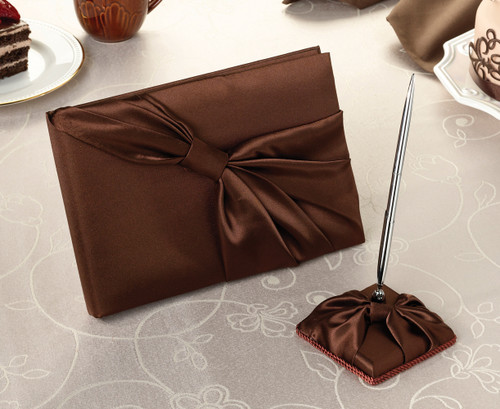 Guest Book And Pen Set Brown