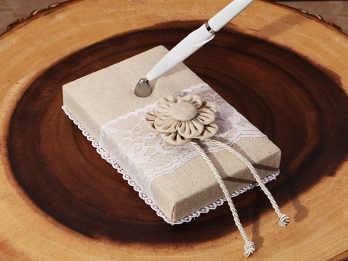 Rustic Collection Burlap And Lace Pen Set