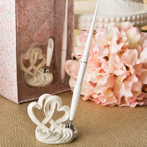 Vintage Style Double Heart Design Pen Set
