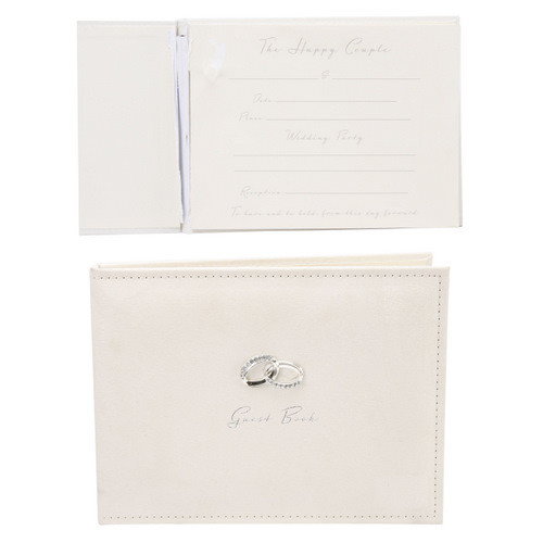 Amore Suede Guest Book With Silver Rings