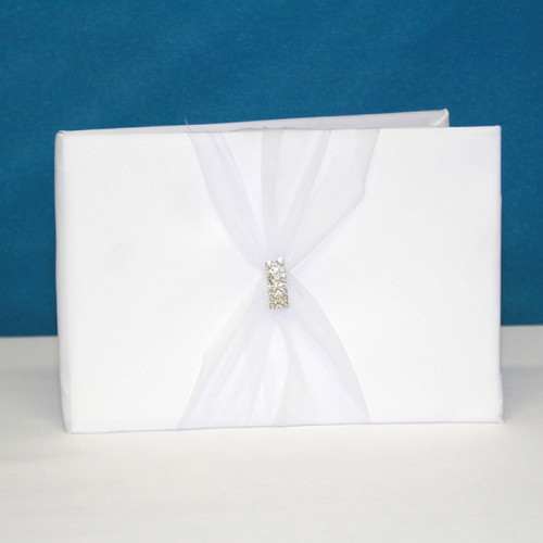 Rhinestone Guest Book - White