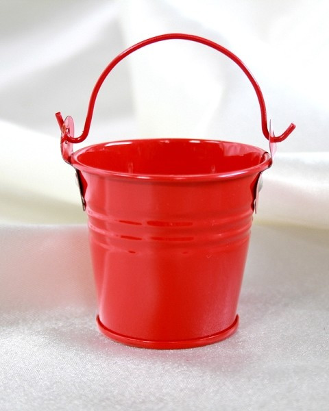 2" Galvanised Pail With Handle Red