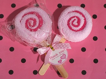 Sweet Treats Collection Pink Lollipop Towel Favour.