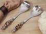 Murano Art Deco Salad Server With Mauve And Gold Bead