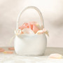Plain Satin Round Basket Ivory