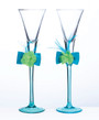 Blue Green Toasting Flutes