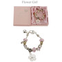 Amore Silver Pink Bead Charm Bracelet Flower Girl