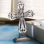 Pewter Colour Cross Statue With Ivory Enamel inlay