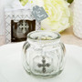 Cross Themed Clear Glass Round Globe Candle Holder From White Dream