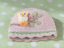 Pink Owl Cap 0-6 Months
