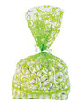 12 x Lime Green Swirl Cellophane Bags