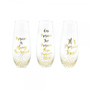 Set of 3 Stem less Wine Glasses With Gold Prosecco Messages