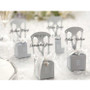 Miniature Silver Chair Favour Box with Ribbon & Silver Heart