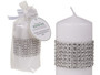 White Pillar Candle With Diamante Effect Decoration