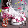 Oh So Cute Pink Star Print Baby Sneaker Key Chain