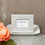 Silver Metallic Photo Frame Or Place Card Holder With Textured Leatherette Diamond Finish