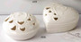 Set of 2 Round And Heart Shaped White Porcelain Trinket Boxes. 8cm Diameter
