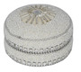8cm Glitter And Beads Round Trinket Box White