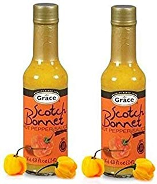 Grace Yellow Jamaican Scotch Bonnet Sauce - 4.8oz (2 bottles)