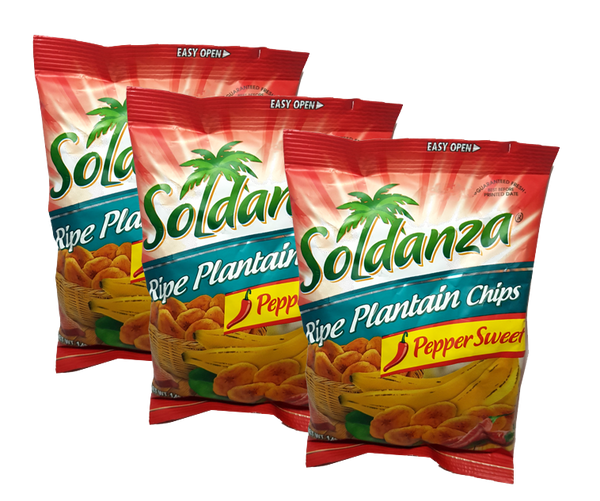 Soldanza Ripe Plantain Pepper Sweet Chips - bundle of 3 (42g)