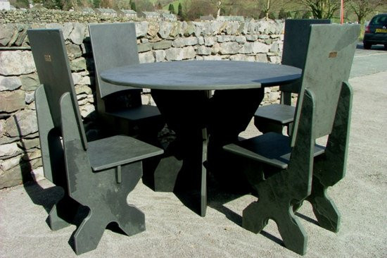 Natural Black Slate Circular Table RR Stone