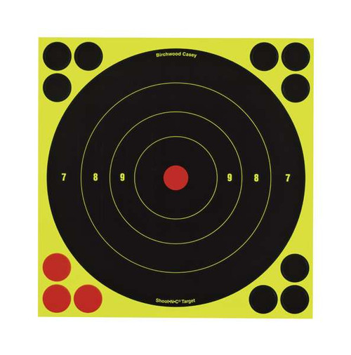 Birchwood Casey Shoot-N-C  8" Round Bullseye Yellow/Black Target, 6 Pack