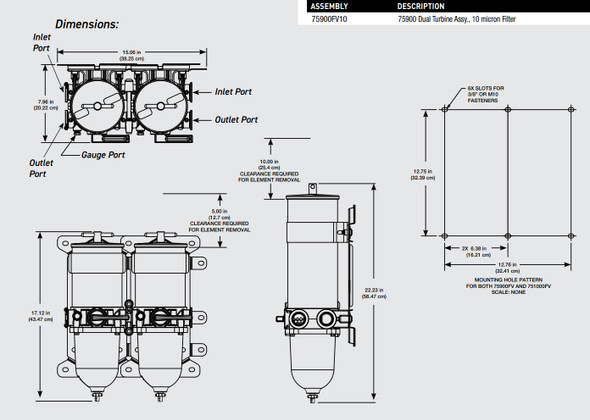 Racor | Fuel Filter / Water Separator | Turbine Series | 751000FV10