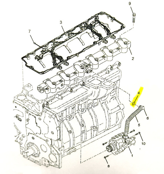 Grizzly | High-Pressure Oil Rail to Head O-Ring | 2004-2015 MaxxForce DT / 9 / 10 | GA60163 | Diagram