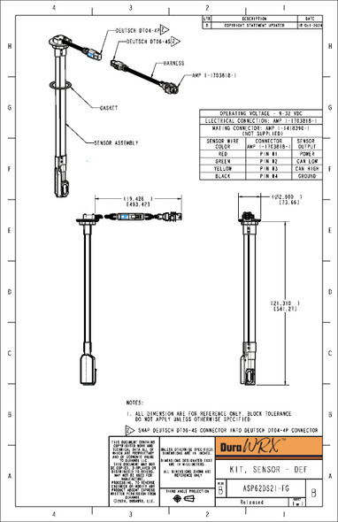 DuraWrx by Shaw | DEF Sensor / Bayonet (O.E. Designed) | Paccar | ASP62DS21-FG