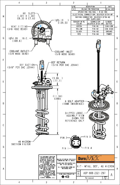 DuraWRX by Shaw | New DEF Header (O.E. Designed) 297mm | International / Navistar | ASP-908-2321-297