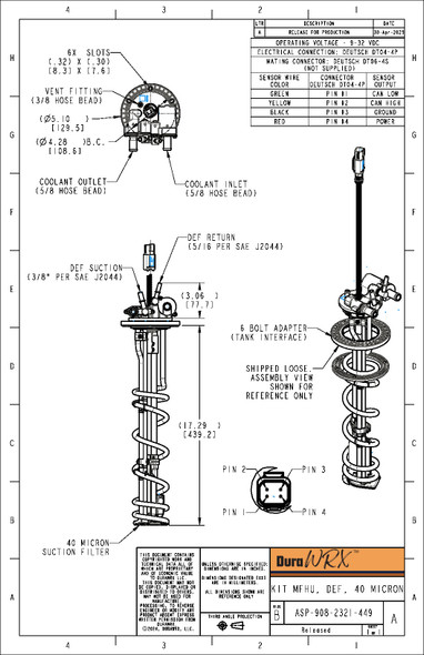 DuraWRX by Shaw | New DEF Header (O.E. Designed) 449mm | International / Navistar | ASP-908-2321-449